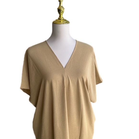0067/ Nude Kaftan Style Dress Crinkle Airflow Material - Picture 5 of 7